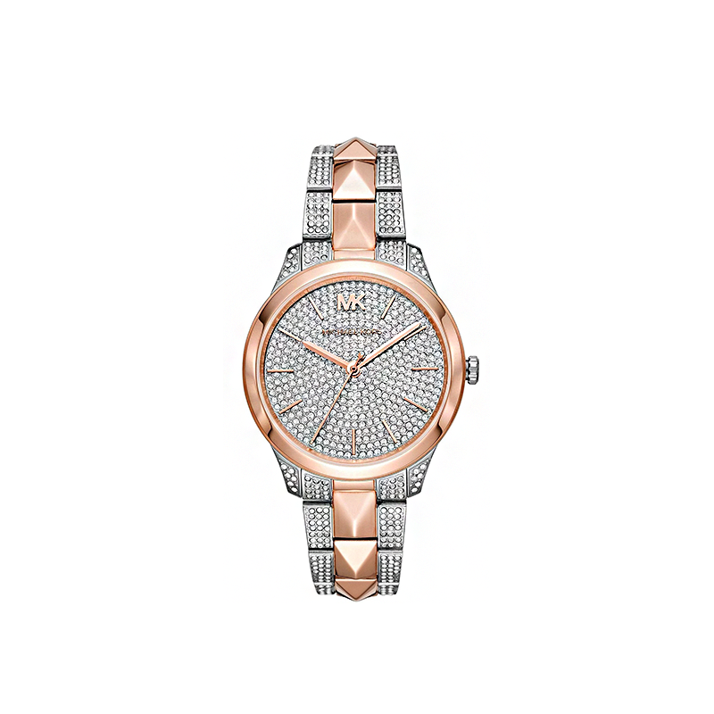 Michael Kors Runway Mercer Crystal Pavé Women’s Watch – Silver Dial Two-Tone Edition