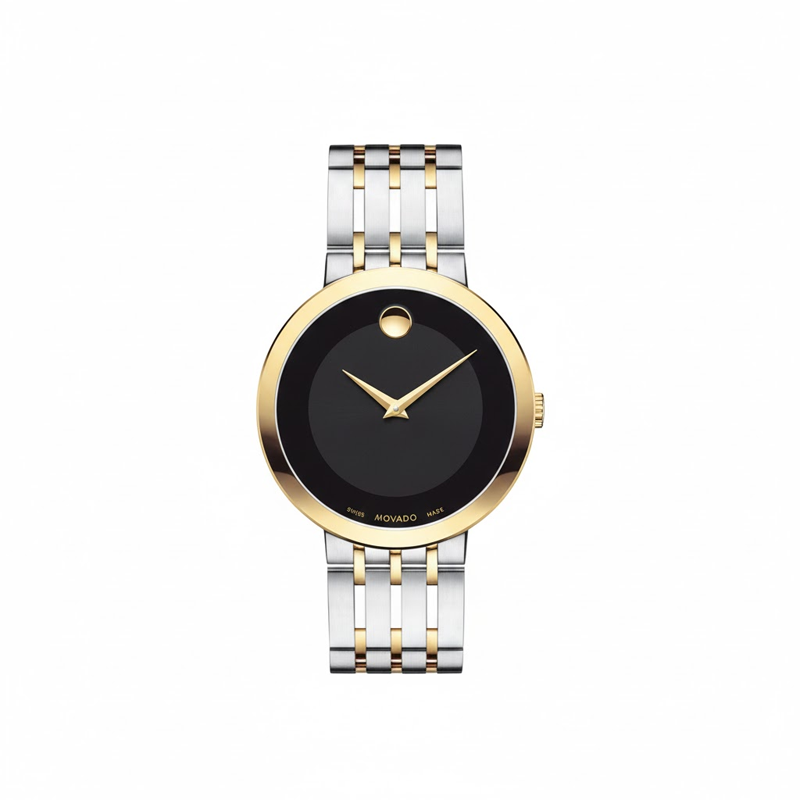 Movado Museum Classic Men’s Two-Tone Gold Bezel Black Dial Watch