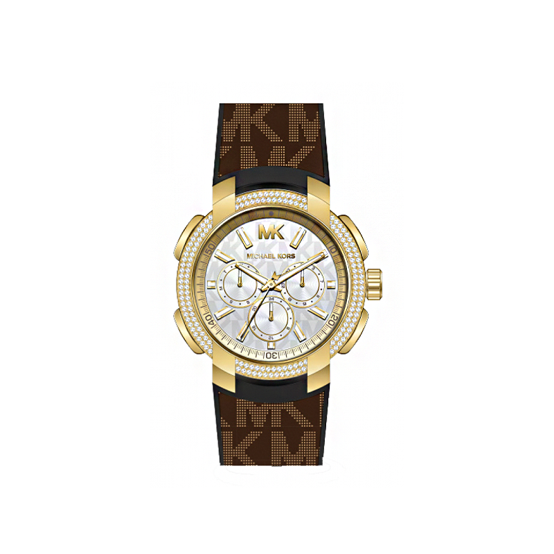 Michael Kors Sidney Chronograph Analog Watch – Silver & Brown Edition