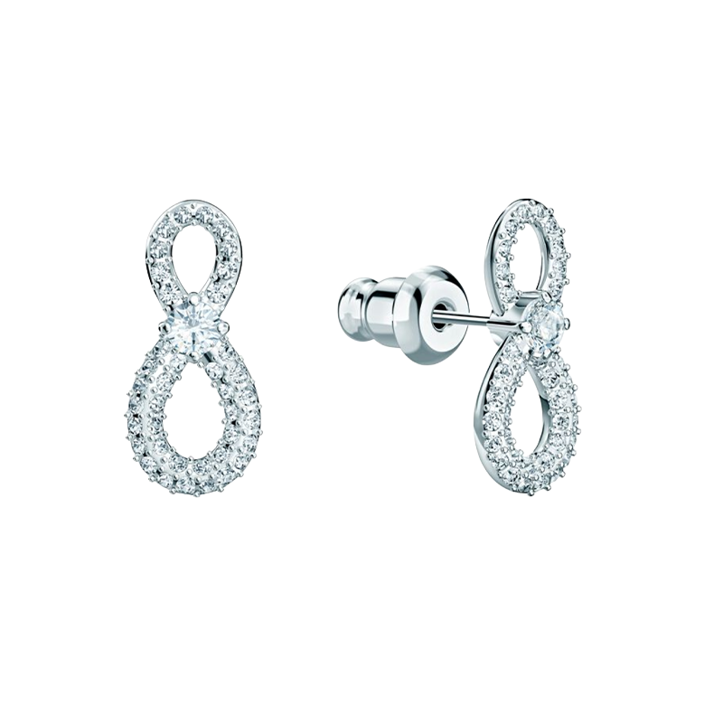Louvre Infinity Sparkle Earrings – White Gold