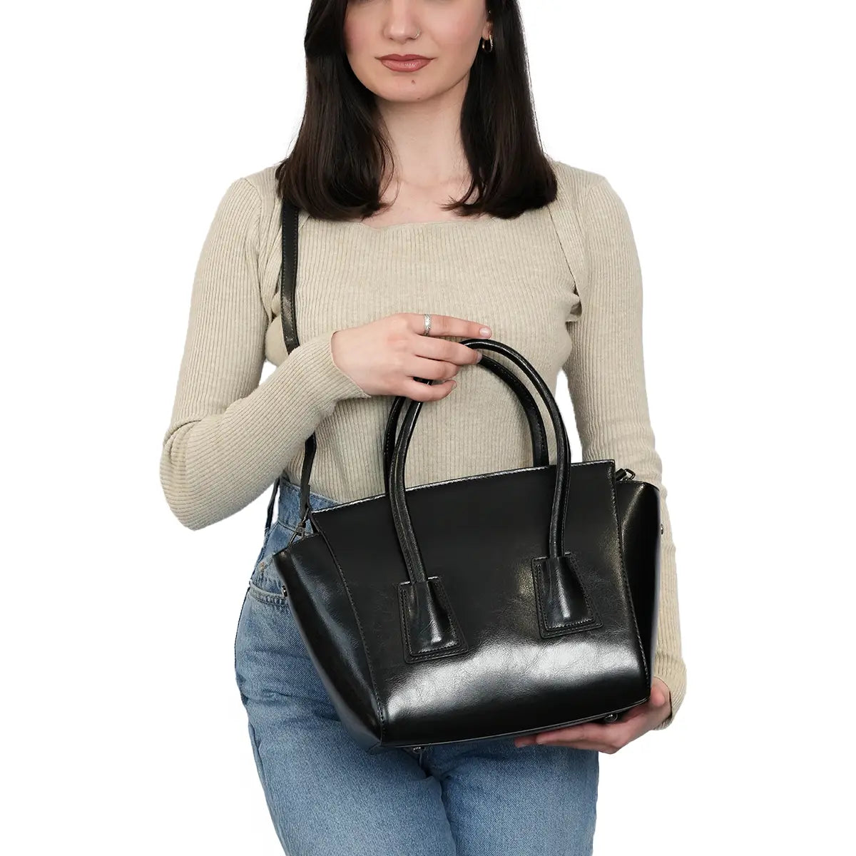 Glamour Grove Satchel Leather Bag for Women