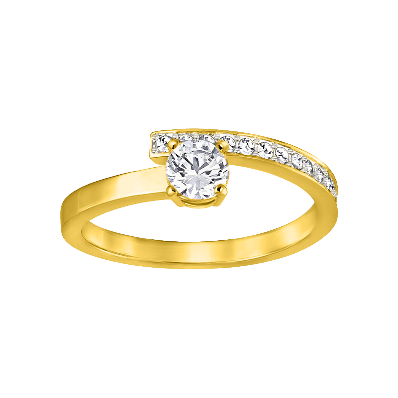 Lauvero Étreinte Curve Solitaire Ring – Gold