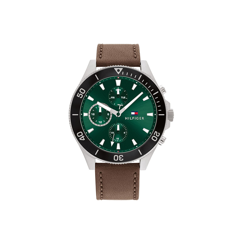 Tommy Hilfiger Larson Green Dial Men’s Leather Timepiece