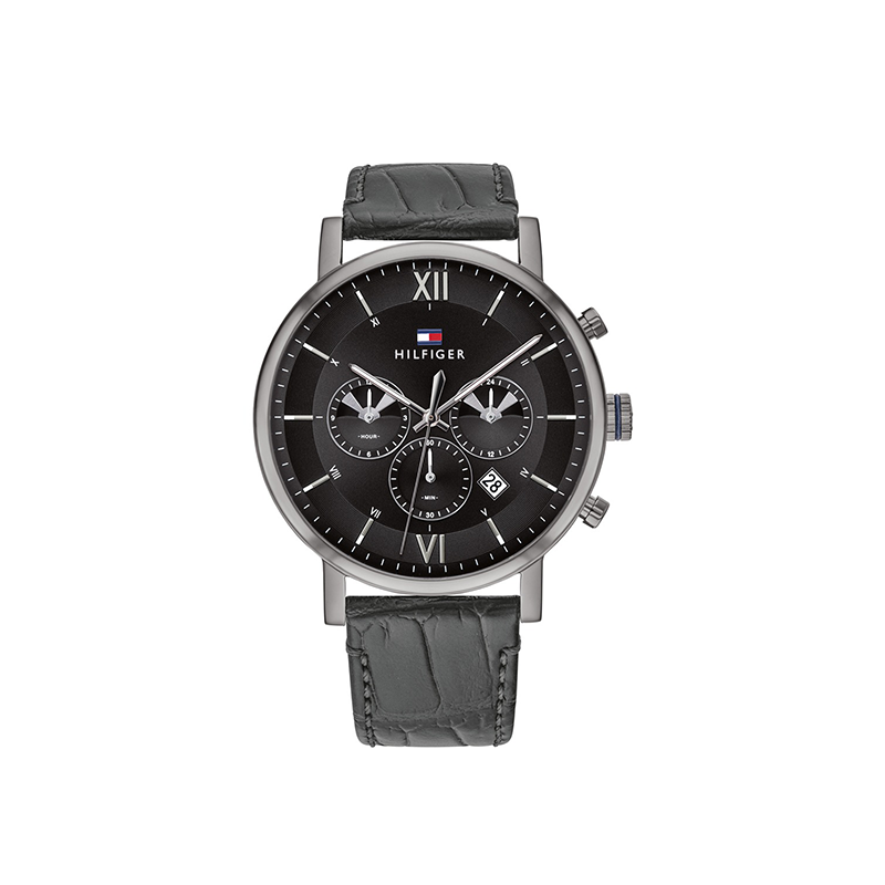 Tommy Hilfiger Evan Chronograph Men’s Watch – Black Dial & Black Leather