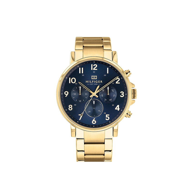 Tommy Hilfiger Daniel  Men’s Blue Dial Gold-Tone Stainless Steel Watch