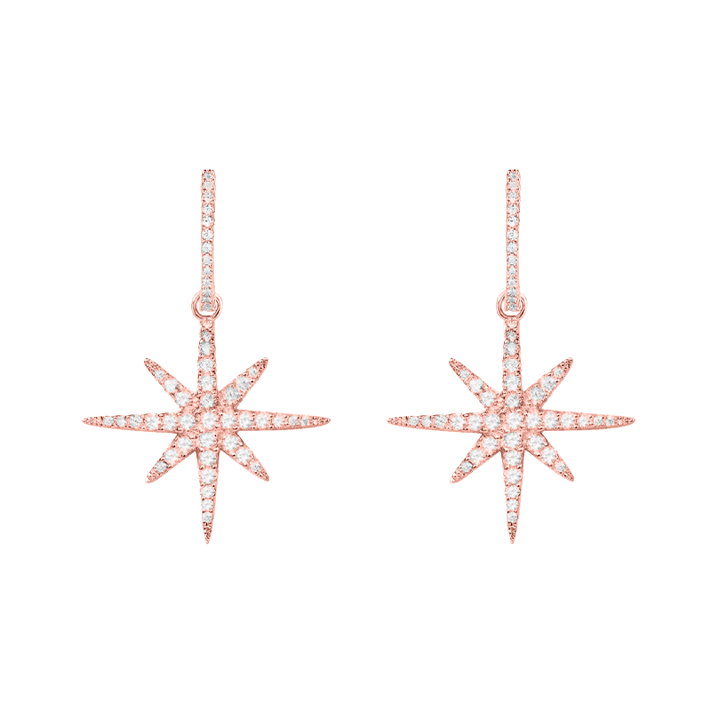 Louvre Diamond Star Earrings - Rose Gold