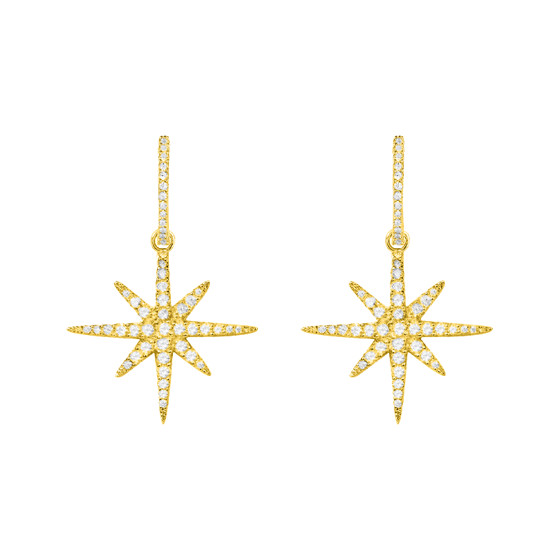 Louvre Diamond Star Earrings - Gold