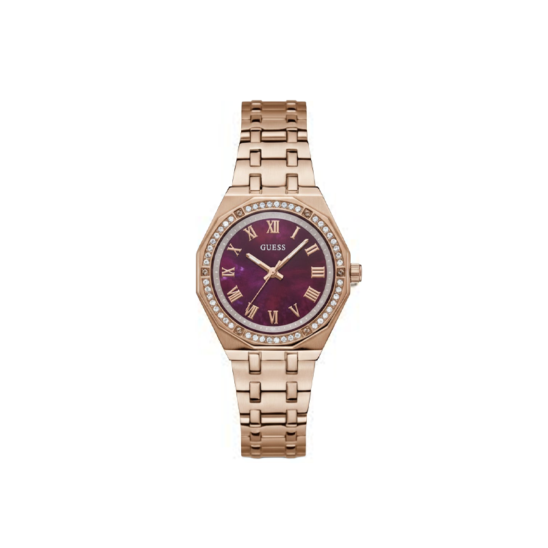 GUESS Desire Round Red Dial Rose Gold Quartz Watch