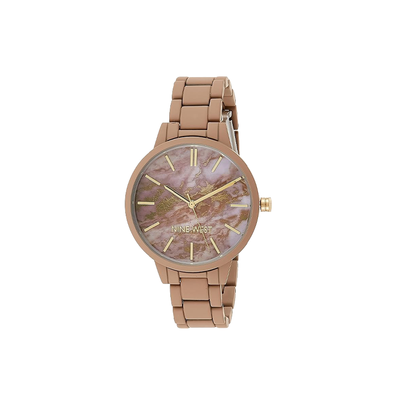 Nine West Women’s Matte Pink Rubberized Bracelet Quartz Watch