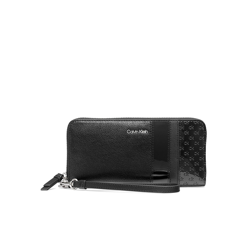 Calvin Klein Monogram Accented Black Wristlet Wallet