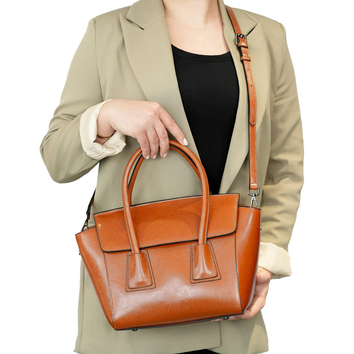 Glamour Grove Satchel Leather Bag for Women