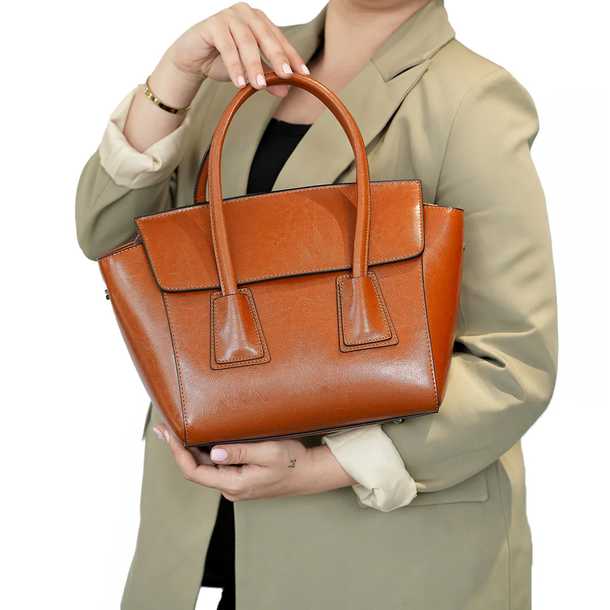 Glamour Grove Satchel Leather Bag for Women