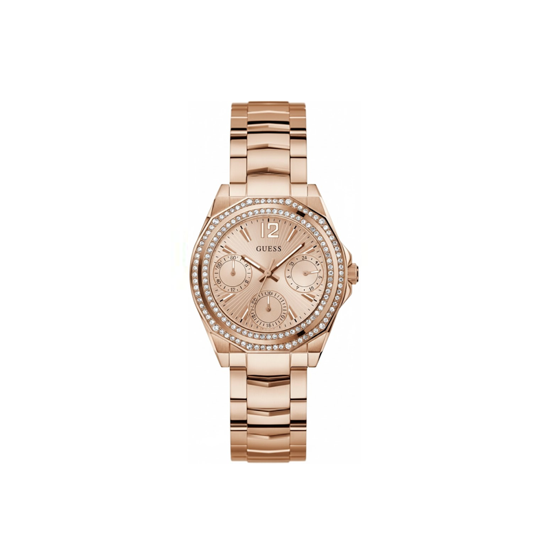 GUESS Rose Gold-Tone Crystal Multifunction Ladies Watch