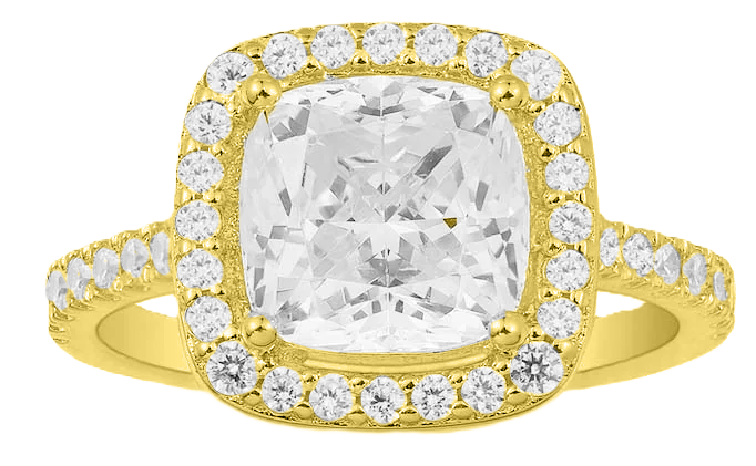 Lauvero Royale Cushion Halo Diamond Ring – Gold