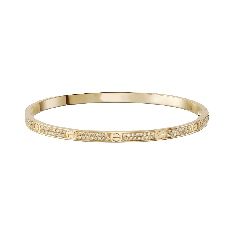 Lauvero Éternelle Slim Pavé Gold Bangle Bracelet