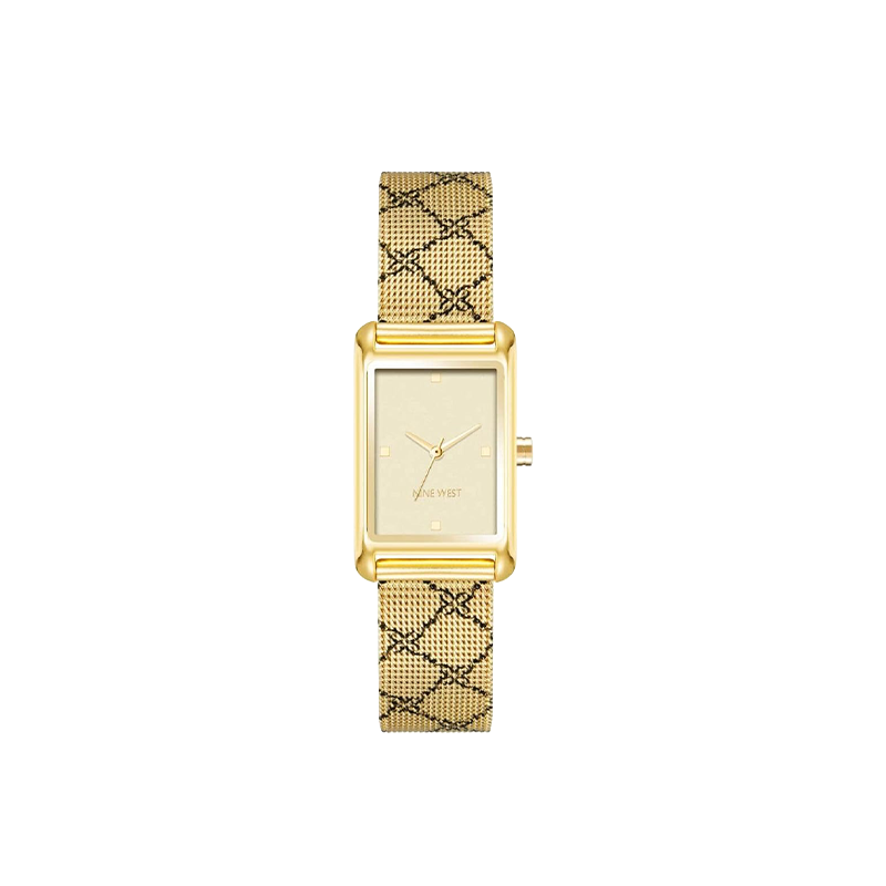 Nine West Women’s Charcoal Mesh & Gold-Tone Quartz Watch