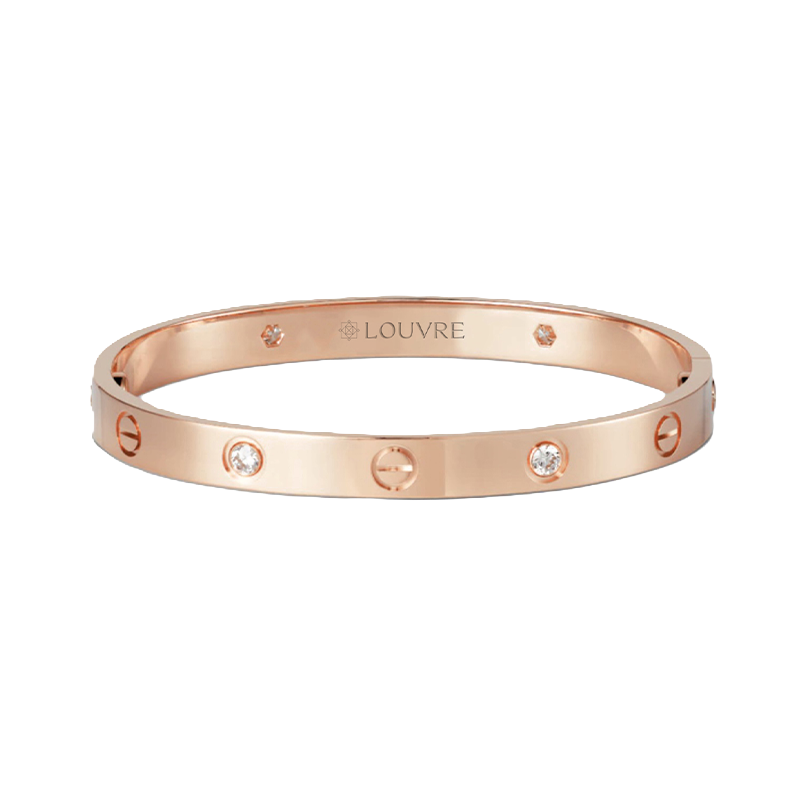 Lauvero Éclat Signature Diamond Screw Bangle Bracelet - Rose Gold