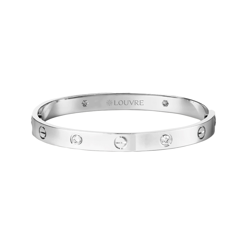 Lauvero Éclat Slim Diamond Screw Bangle Bracelet – Silver