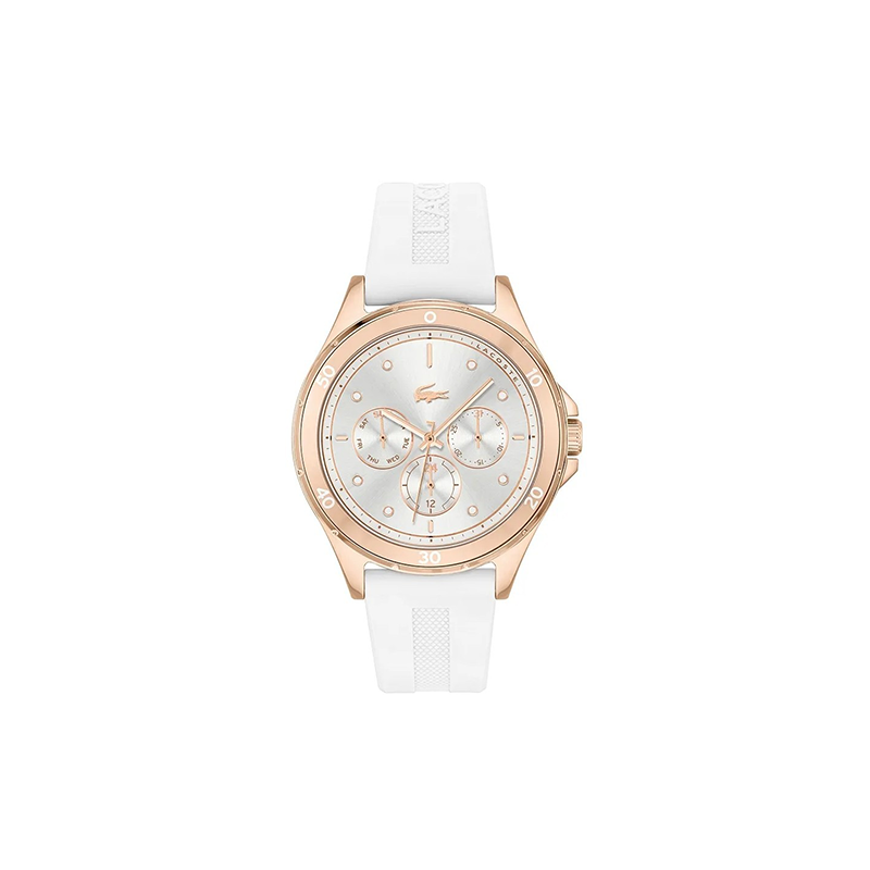 Lacoste Pearl Multifunction Women’s Quartz Watch – White Silicone Bracelet