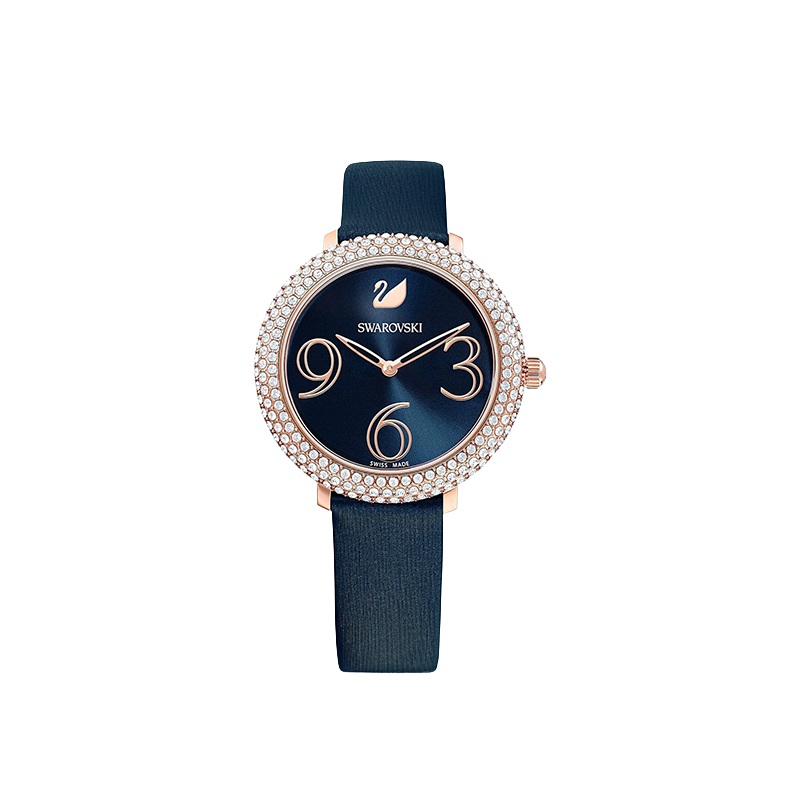 Swarovski Blue Silhouette Rose-Gold PVD Crystal Silk-Strap Watch – Women’s