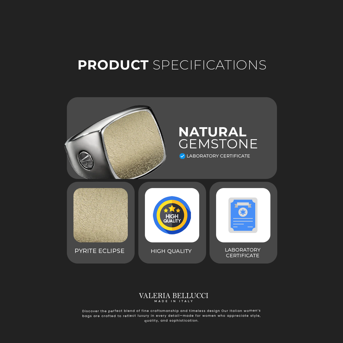 Pyrite Eclipse Stone Ring for Men 10mm