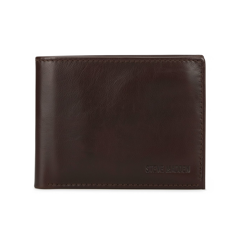 Men Casual Brown Genuine Leather Wallet - Mini  (7 Card Slots)