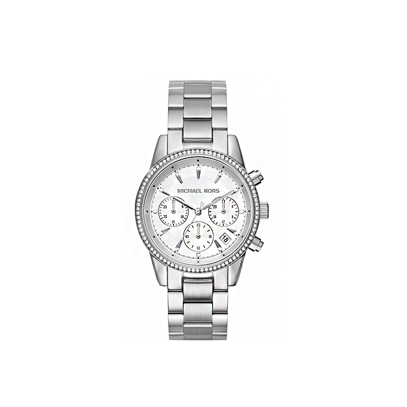 Michael Kors Ritz Analog Chronograph Watch – Silver & White Edition