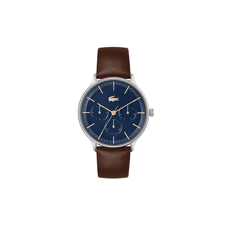 Lacoste Classic Blue Dial Men’s Quartz Watch with Eco-Friendly Brown Apple Peel Strap