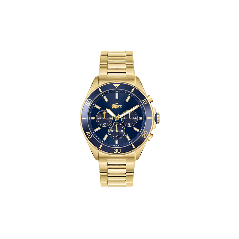 Lacoste Tiebreaker Chronograph – Blue Dial with Gold-Plated Bracelet