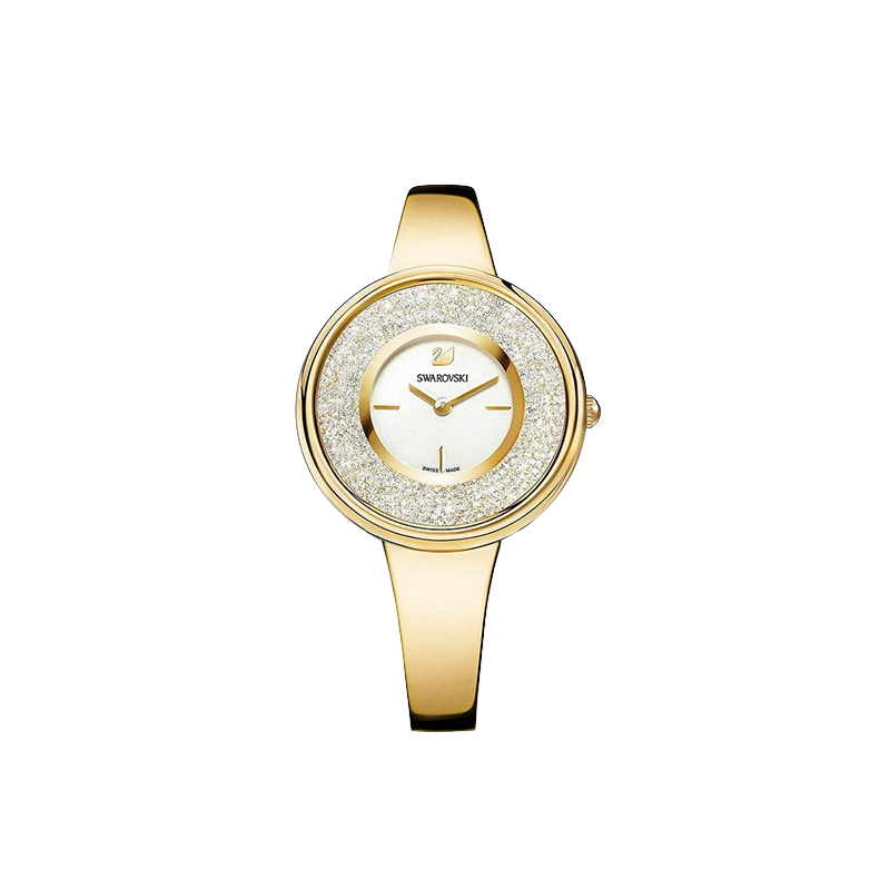 Swarovski Crystalline Gold-Tone Steel Bracelet Watch with White Dial – Women’s