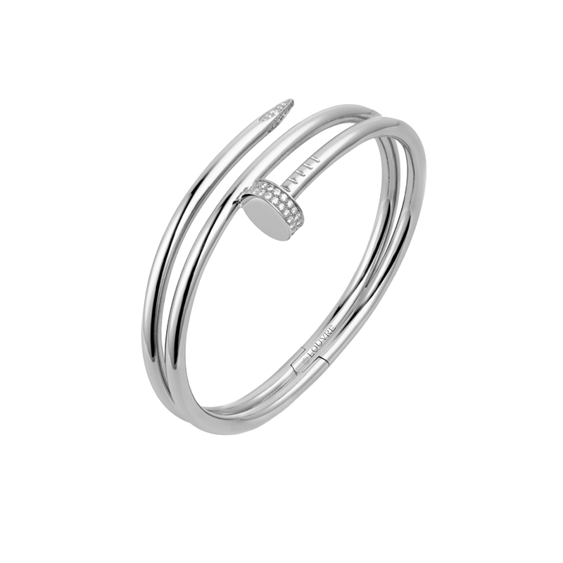 Lauvero Éclat Nail-Inspired Diamond Pavé Bracelet – Silver