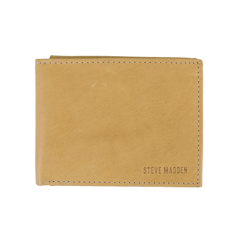 Steve Madden Men's RFID Leather Wallet with Zipper Closure