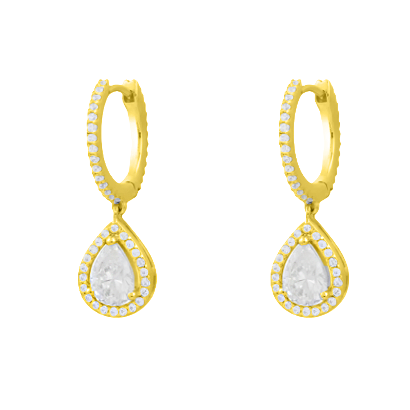 Louvre Teardrop Halo Drop Earrings – Gold