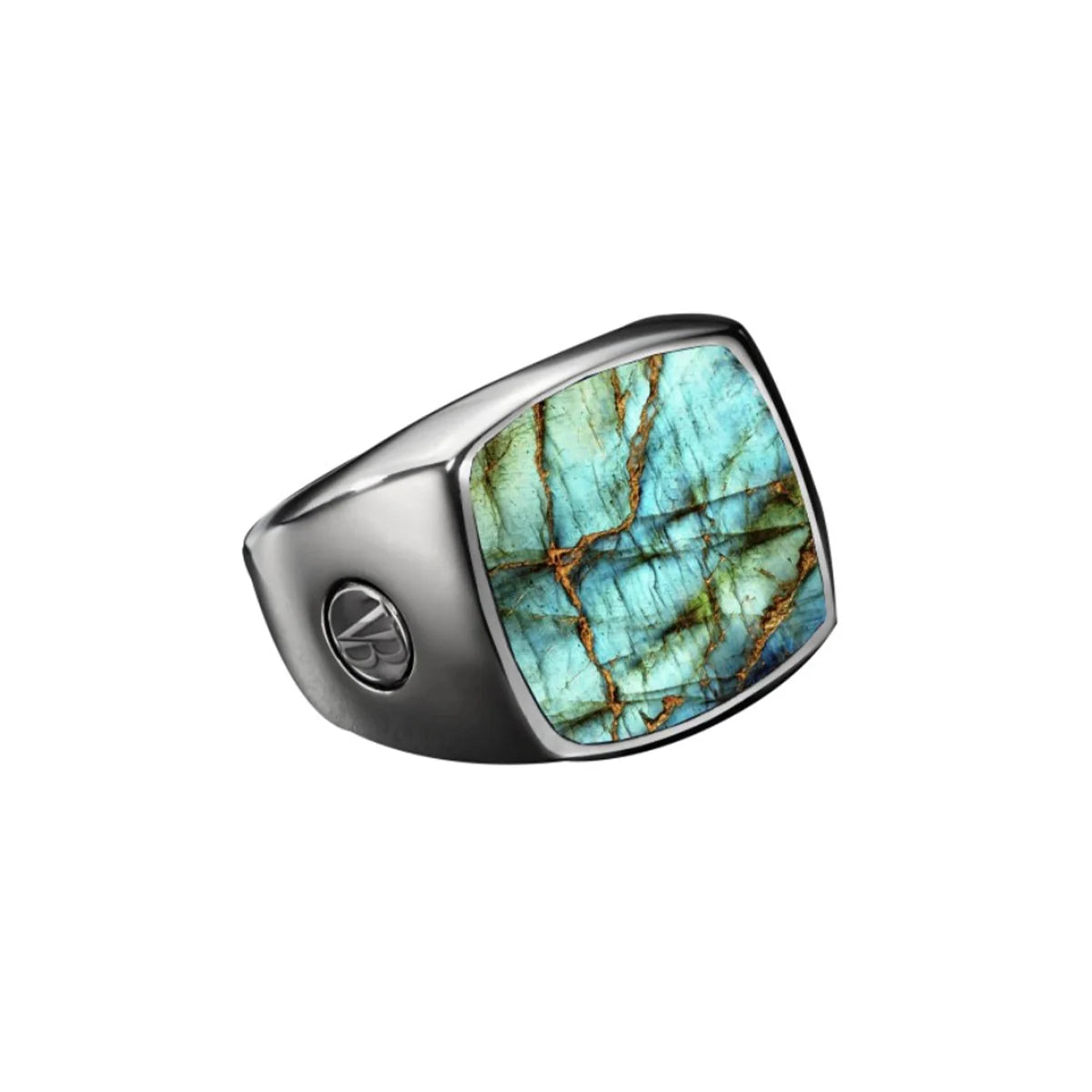 labradorite Eclipse Men's Silver Ring with Stone 15mm