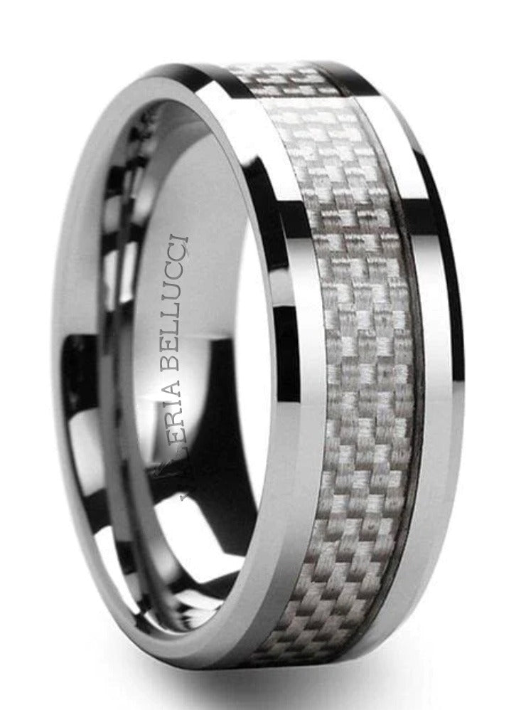 Valeria Bellucci Stainless Steel & Carbon Fiber Signature Ring