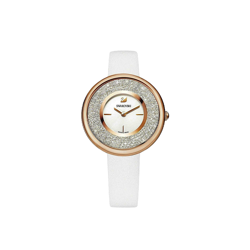 Product Name: Swarovski Crystalline White Luxe Rose-Gold Leather Watch – Women’s