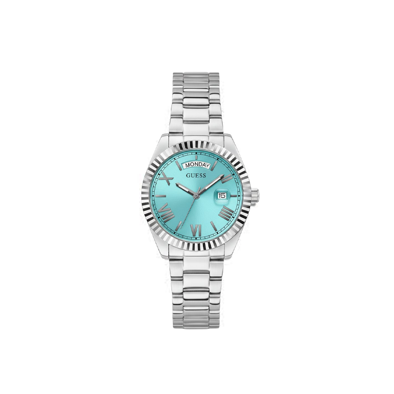 GUESS Elegant Turquoise Dial Silver-Tone Watch for Women