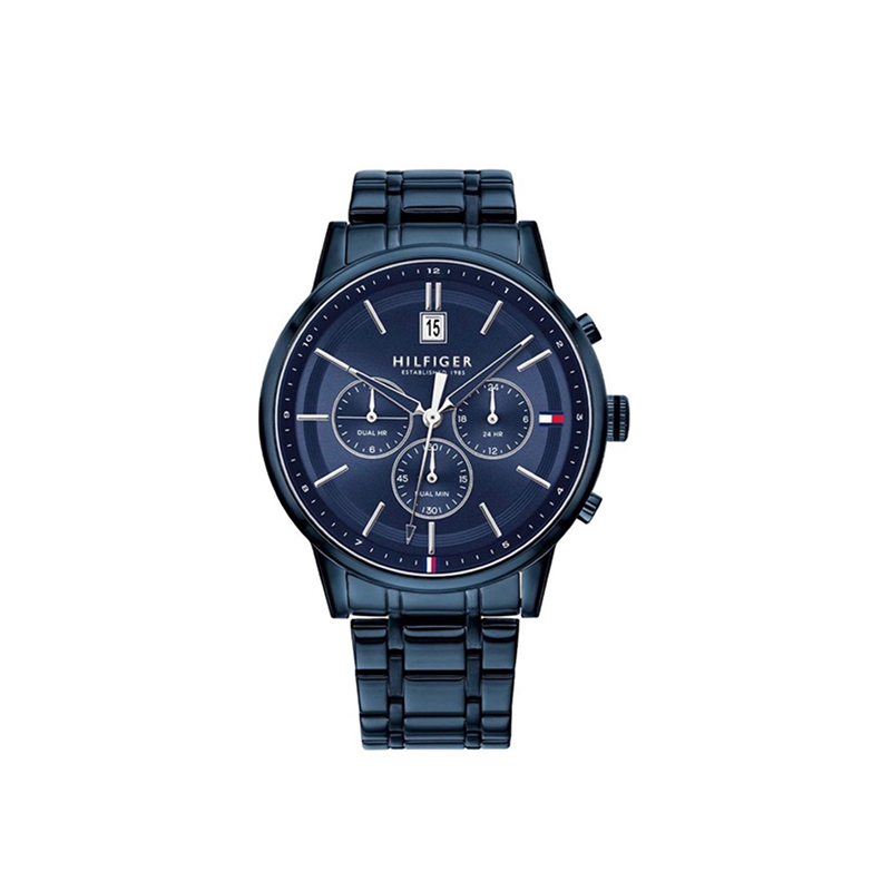 Tommy Hilfiger Kyle Dual Time Men’s Watch  Blue Dial & Blue Metal Bracelet