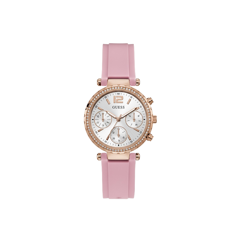 Guess Women’s Solstice Rose Gold Multi-Function Silicone Watch