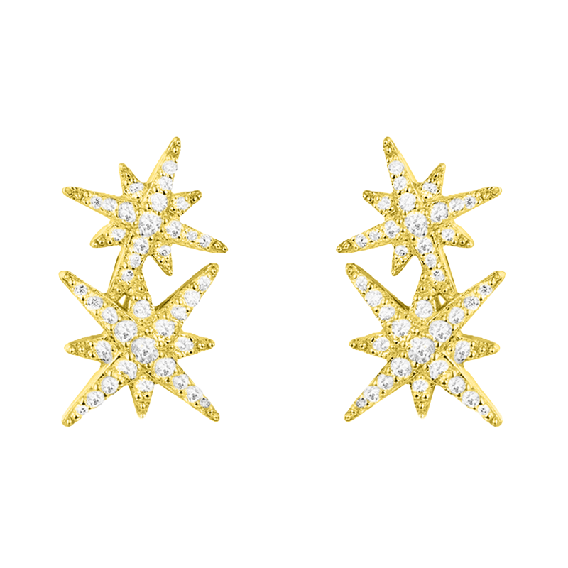 Louvre Starlight Burst Pavé Earrings – Gold