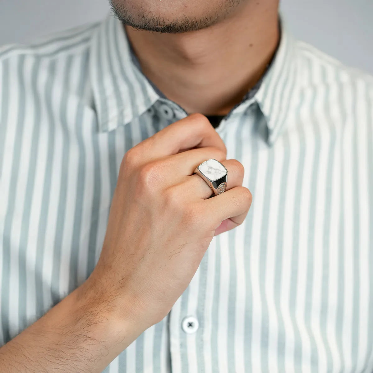 Howlite Eclipse Stone Ring Design for Man 15mm