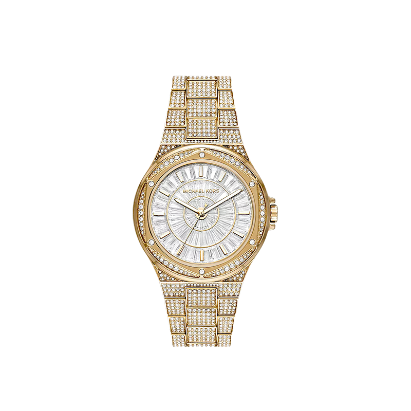 Michael Kors Lennox Three-Hand Crystal White Dial Gold-Tone Women’s Watch