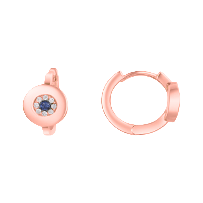 Louvre Celeste Sapphire Mini Hoop Earrings  – Rose Gold