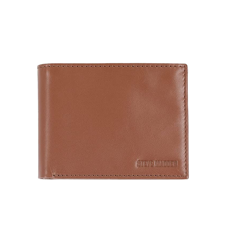 Steve Madden Men's RFID Leather Wallet with Zipper Closure