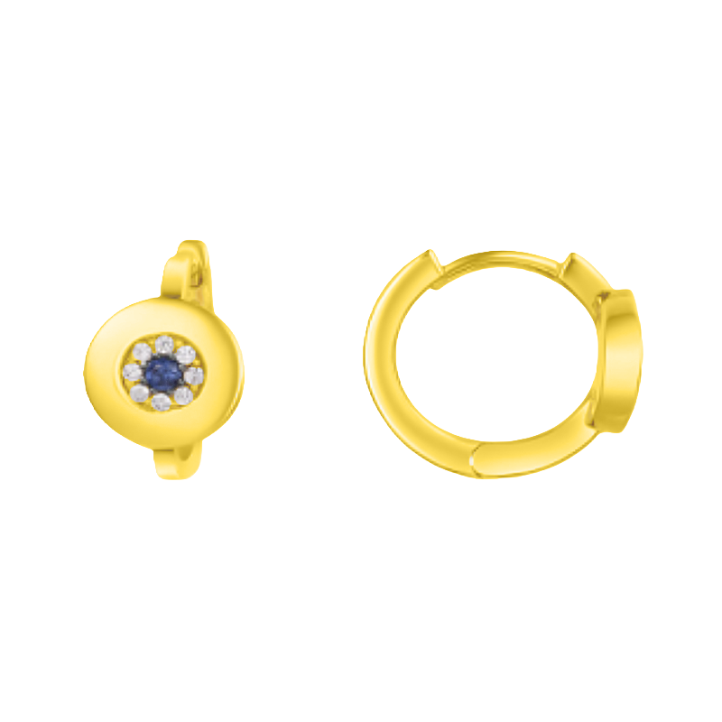 Louvre Celeste Sapphire Mini Hoop Earrings   – Gold