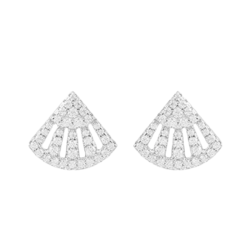 Louvre Radiant Fan Earrings – White Gold
