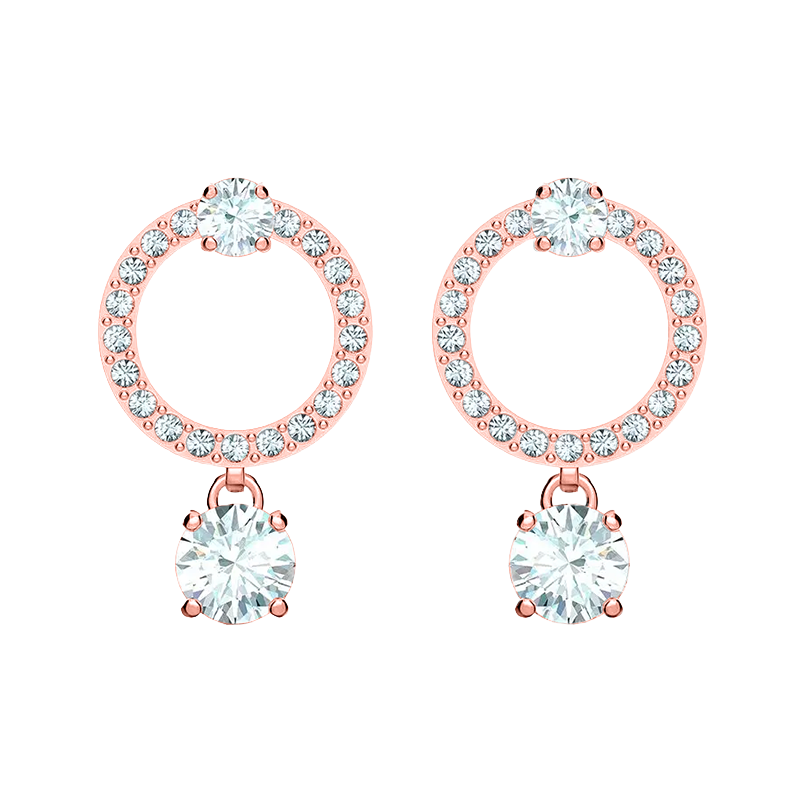 Louvre Rose Gold Circle Diamond Earrings