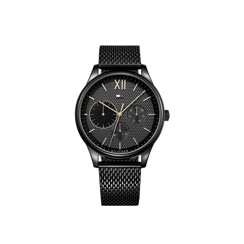 Tommy Hilfiger Damon Men’s Watch – Black Dial & Black Mesh Bracelet