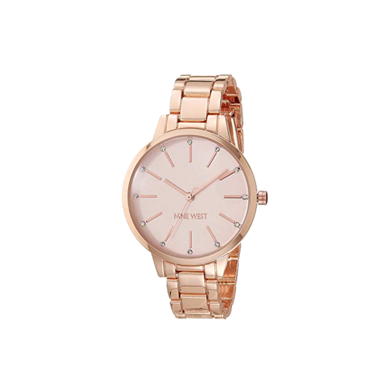 Nine West Rose Gold & Blush Crystal Accent Bracelet Watch