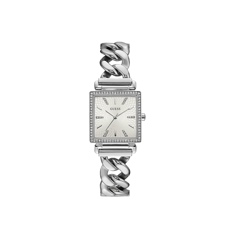 GUESS Vanity Diamonds Silver Steel White Dial Women’s Watch